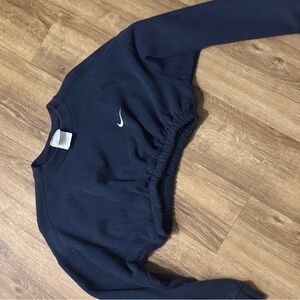 Nike Navy Blue Cropped Sweatshirt